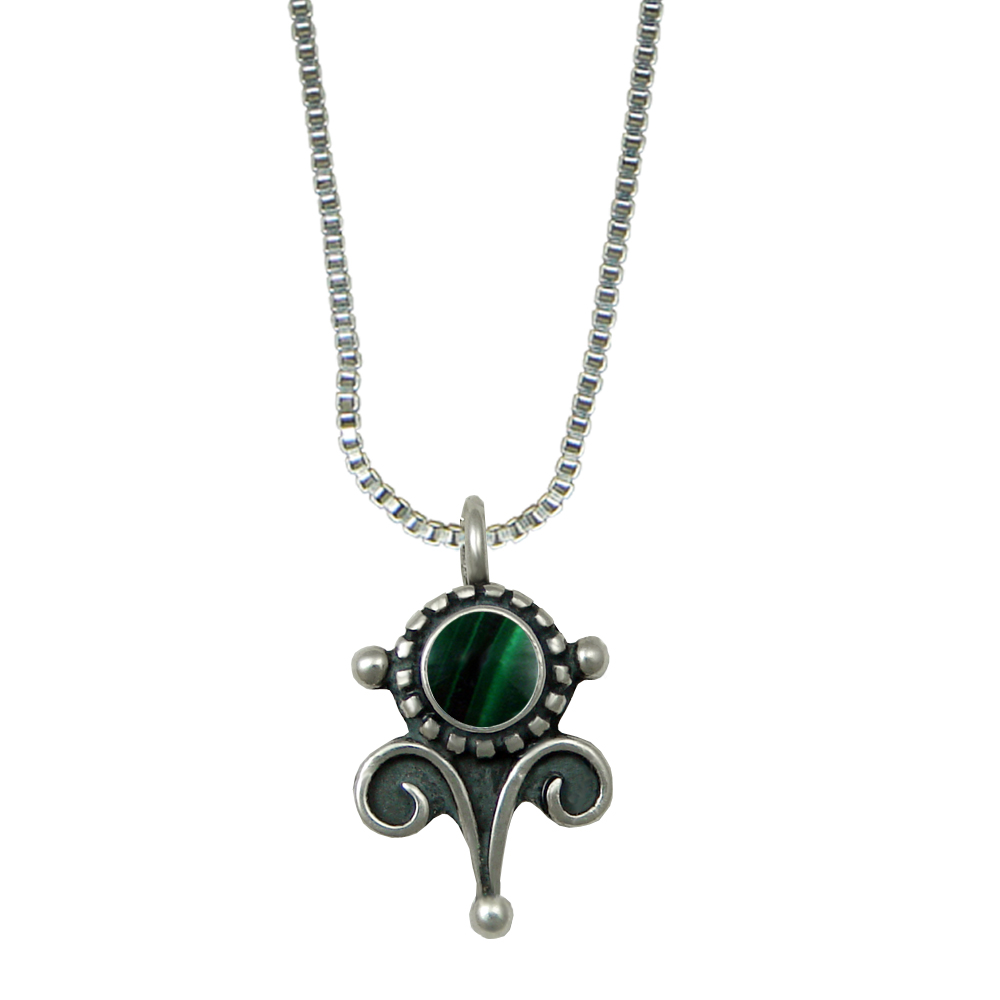 Sterling Silver Little Malachite Pendant Necklace